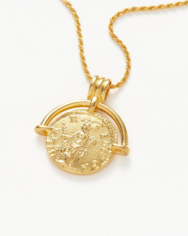 Lucy Williams Medium Engravable Roman Arc Coin Necklace | 18ct Gold Plated