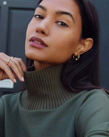 Lucy Williams Pavé Knot Small Hoop Earrings | 18ct Gold Plated