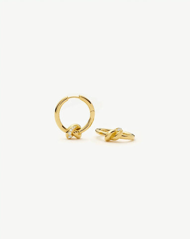 Lucy Williams Pavé Knot Small Hoop Earrings | 18ct Gold Plated